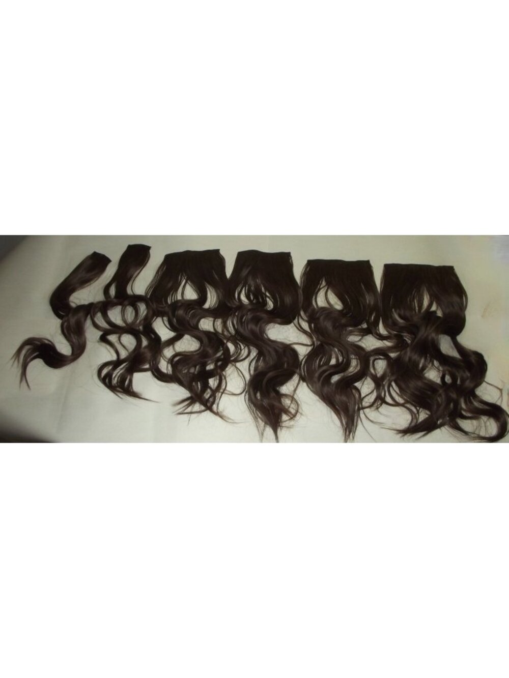 Hair Extensions 20" (lot of 6) clip in Chestnut Brown long wavy synthetic wig